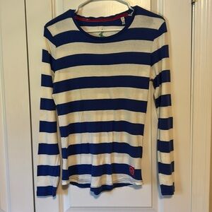 Joules blue white striped nautical top tee shirt Small 8